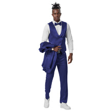 Load image into Gallery viewer, Blue Solid Shiny U-Shape Vest Mens-suit
