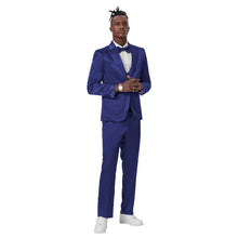Load image into Gallery viewer, Blue Solid Shiny U-Shape Vest Mens-suit
