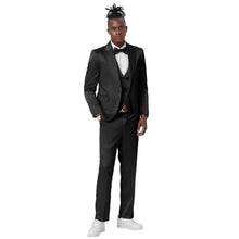 Load image into Gallery viewer, Black Solid Shiny U-Shape Vest Mens-suit
