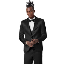 Load image into Gallery viewer, Black Solid Shiny U-Shape Vest Mens-suit
