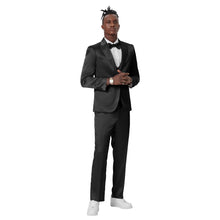 Load image into Gallery viewer, Black Solid Shiny U-Shape Vest Mens-suit
