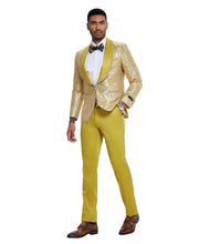 Load image into Gallery viewer, 3 PC Pattern Shawl Lapel Double Breasted Vest Suit
