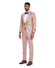Load image into Gallery viewer, 3 PC Pattern Shawl Lapel Double Breasted Vest Suit
