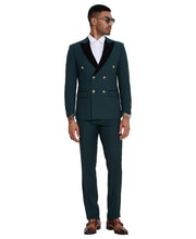 Load image into Gallery viewer, 2 PC Solid Satin Peak Lapel Double Breasted Suit

