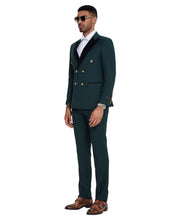 Load image into Gallery viewer, 2 PC Solid Satin Peak Lapel Double Breasted Suit
