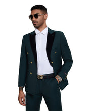 Load image into Gallery viewer, 2 PC Solid Satin Peak Lapel Double Breasted Suit
