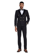 Load image into Gallery viewer, 2 PC Solid Satin Peak Lapel Double Breasted Suit
