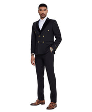 Load image into Gallery viewer, 2 PC Solid Satin Peak Lapel Double Breasted Suit
