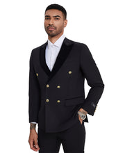 Load image into Gallery viewer, 2 PC Solid Satin Peak Lapel Double Breasted Suit
