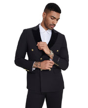 Load image into Gallery viewer, 2 PC Solid Satin Peak Lapel Double Breasted Suit
