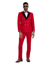 Load image into Gallery viewer, 2 PC Solid Satin Peak Lapel Double Breasted Suit
