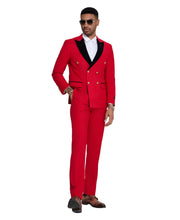 Load image into Gallery viewer, 2 PC Solid Satin Peak Lapel Double Breasted Suit
