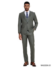 Load image into Gallery viewer, 3 PC Solid Textured Peak Lapel Suit
