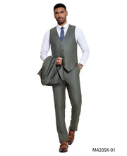 Load image into Gallery viewer, 3 PC Solid Textured Peak Lapel Suit
