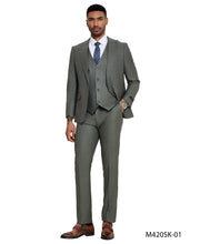Load image into Gallery viewer, 3 PC Solid Textured Peak Lapel Suit
