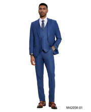 Load image into Gallery viewer, 3 PC Solid Textured Peak Lapel Suit
