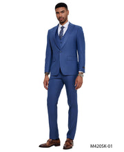 Load image into Gallery viewer, 3 PC Solid Textured Peak Lapel Suit
