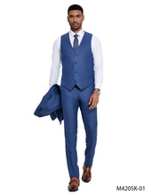 Load image into Gallery viewer, 3 PC Solid Textured Peak Lapel Suit
