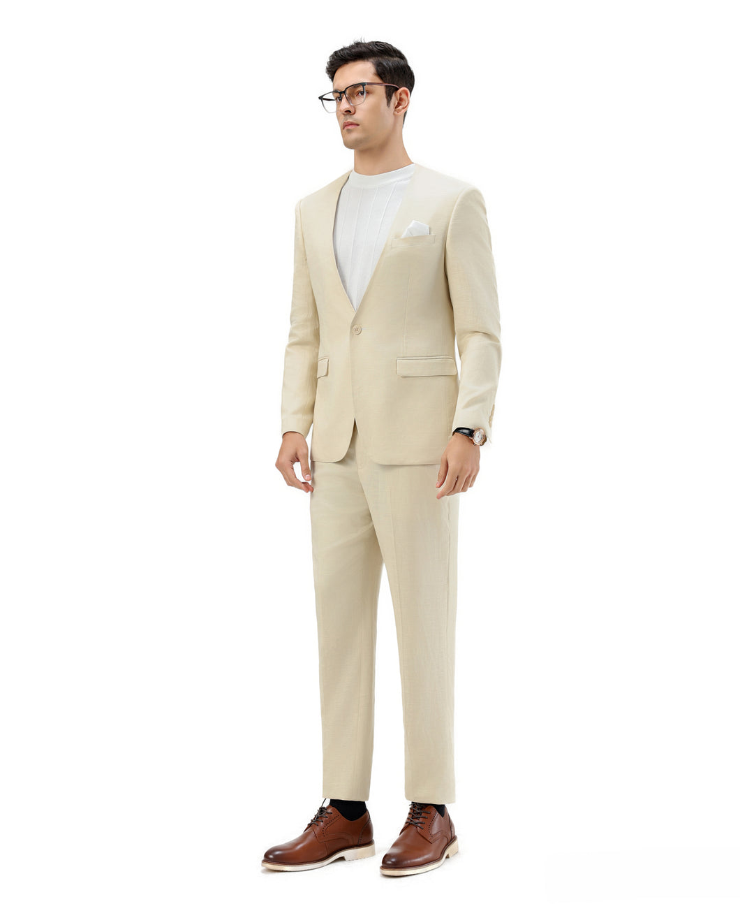 collarless dress shirt with suit Mens Suit 2pc Solid Collarless Suit With Matching Pants For All Ocassions