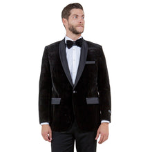 Load image into Gallery viewer, Men&#39;s Velvet Slim-Fit Blazer w/ Satin Shawl Collar
