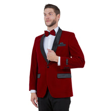 Load image into Gallery viewer, Men&#39;s Velvet Slim-Fit Blazer w/ Satin Shawl Collar
