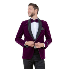 Load image into Gallery viewer, Men&#39;s Velvet Slim-Fit Blazer w/ Satin Shawl Collar
