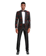 Load image into Gallery viewer, Men's Floral Slim-Fit Blazer w/ Satin Shawl Collar
