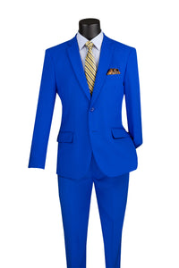 Slim Fitted Suit Men's Royal Blue Solid Color Single Breasted S-2PP