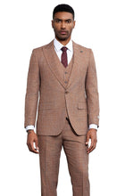 Load image into Gallery viewer, Stacy Adams Men&#39;s Heathered Wine 3 Piece Suit Wide Lapels SM173H1-31
