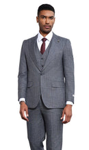 Load image into Gallery viewer, Stacy Adams Men&#39;s Blue Heathered 3-Piece Suit Wide Lapels
