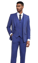 Load image into Gallery viewer, Stacy Adams Men&#39;s Square Plaid 3 Piece Suit Blue SM186H1-03
