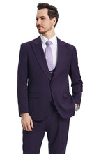 Load image into Gallery viewer, Stacy Adams Fashion Suit 3 Piece Dark Purple Peak Lapel Low Cut Vest SM255H-04
