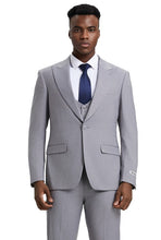 Load image into Gallery viewer, Stacy Adams Fashion Suit 3-Piece Light Gray Peak Lapel Low Cut Vest
