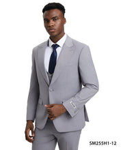 Load image into Gallery viewer, Stacy Adams Fashion Suit 3 Piece Light Gray Peak Lapel Low Cut Vest
