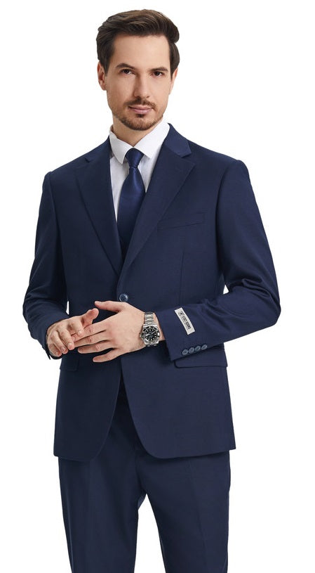 Stacy Adams Mens 3 Piece Suit Navy Blue with Vest SM282H-02