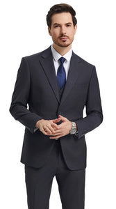 Stacy Adams Mens 3 Piece Suit Charcoal with Vest SM282H-03