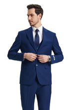 Load image into Gallery viewer, Stacy Adams Mens Indigo Blue 3 Piece Suit with Vest SM282H-05
