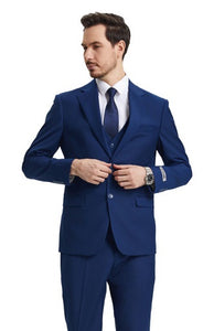 Stacy Adams Mens Indigo Blue 3 Piece Suit with Vest SM282H-05