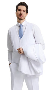 Stacy Adams Mens 3 Piece Suit White with Vest SM282H-08