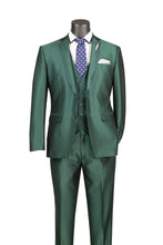 Load image into Gallery viewer, Men's Shiny Fancy Prom Slim Fit Suit Hunter Green 3 Piece Vested SV2D-1
