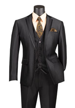 Load image into Gallery viewer, Men&#39;s Shiny Fancy Prom Suit Slim Fit Black 3 Piece Vested SV2D-1
