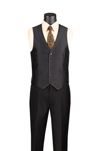 Men's Shiny Fancy Prom Suit Slim Fit Black 3 Piece Vested SV2D-1