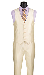 Men's Shiny Fancy Prom Slim Fit Suit Champagne Beige 3 Piece Vested SV2D-1