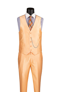 Men's Shiny Fancy Prom Slim Fit Suit Melon 3 Piece Vested SV2D-1