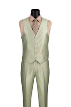 Load image into Gallery viewer, Men&#39;s Shiny Fancy Prom Slim Fit Suit Sage Green 3 Piece Vested SV2D-1
