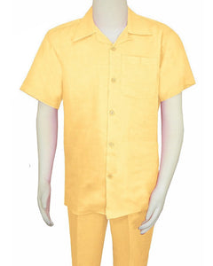 Mens Yellow Linen Walking Suit Casual Summer Outfit Successo 1065