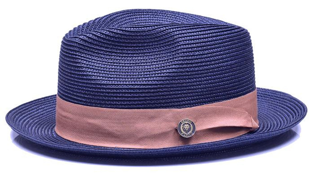 Bruno Capelo Mens Summer Hat Navy Camel Band Fedora FN834