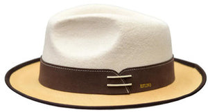 Bruno Capelo Men's Bone Cognac Wool Felt Fedora Brim Hat OU-850