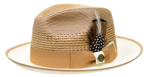 Bruno Capelo Havana Mens Summer Brim Hat Ivory Straw Fedora HA-522