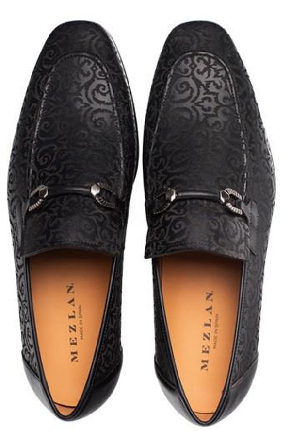 NEW MEZLAN men\'s calf suede ornament slip-on loafer in black Mezlan Men main image 2